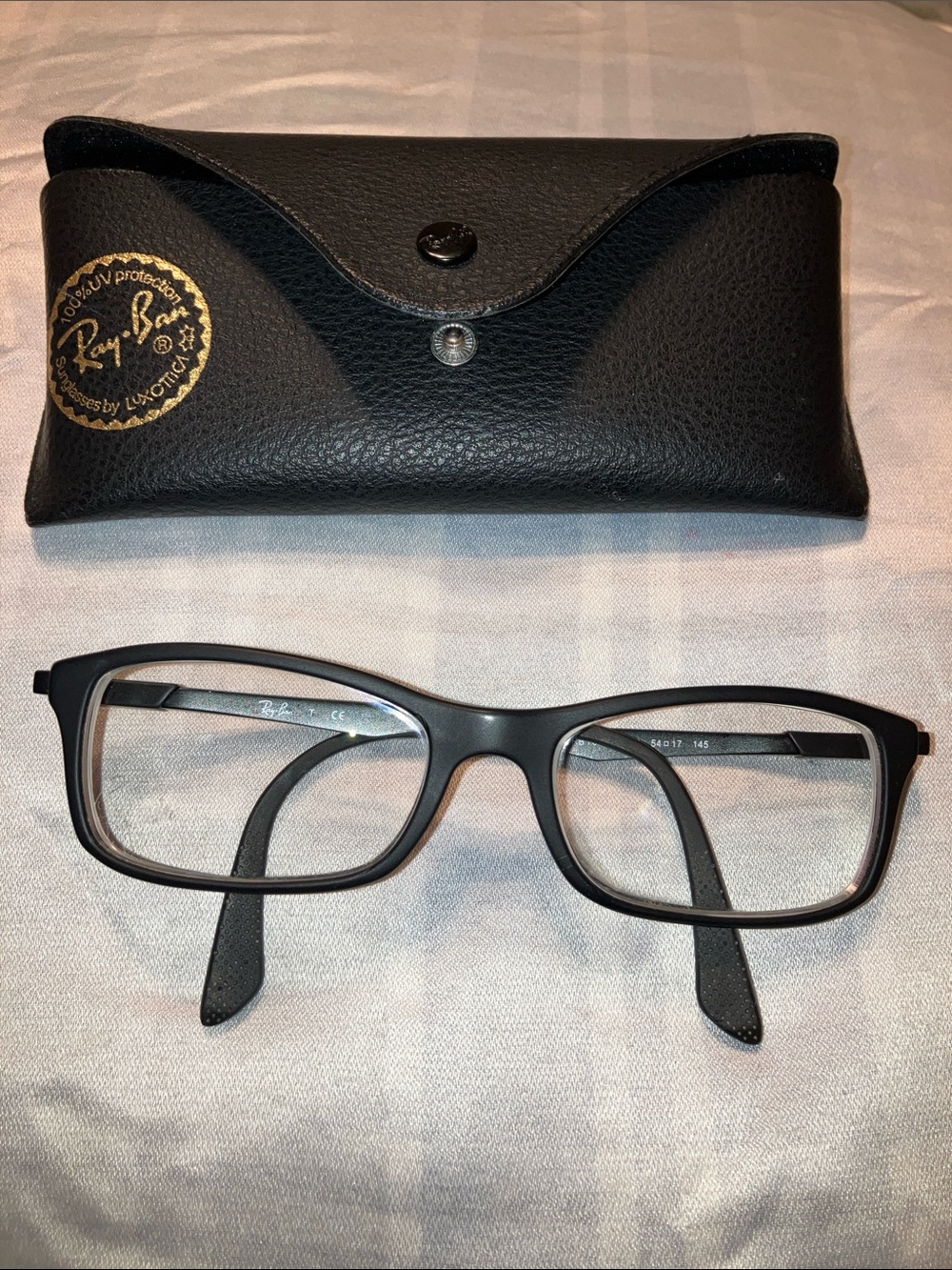 Ray-Ban Men's Matte Black Rectangular Optical Glasses with Case